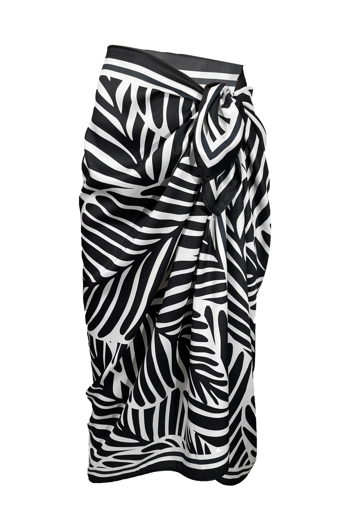 Lana-black Leaf Pattern Pareo Shiny Fabric (95cm*145cm)