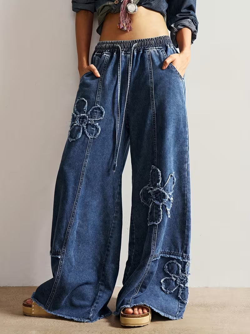 Blue Denim Straight Fit Trousers