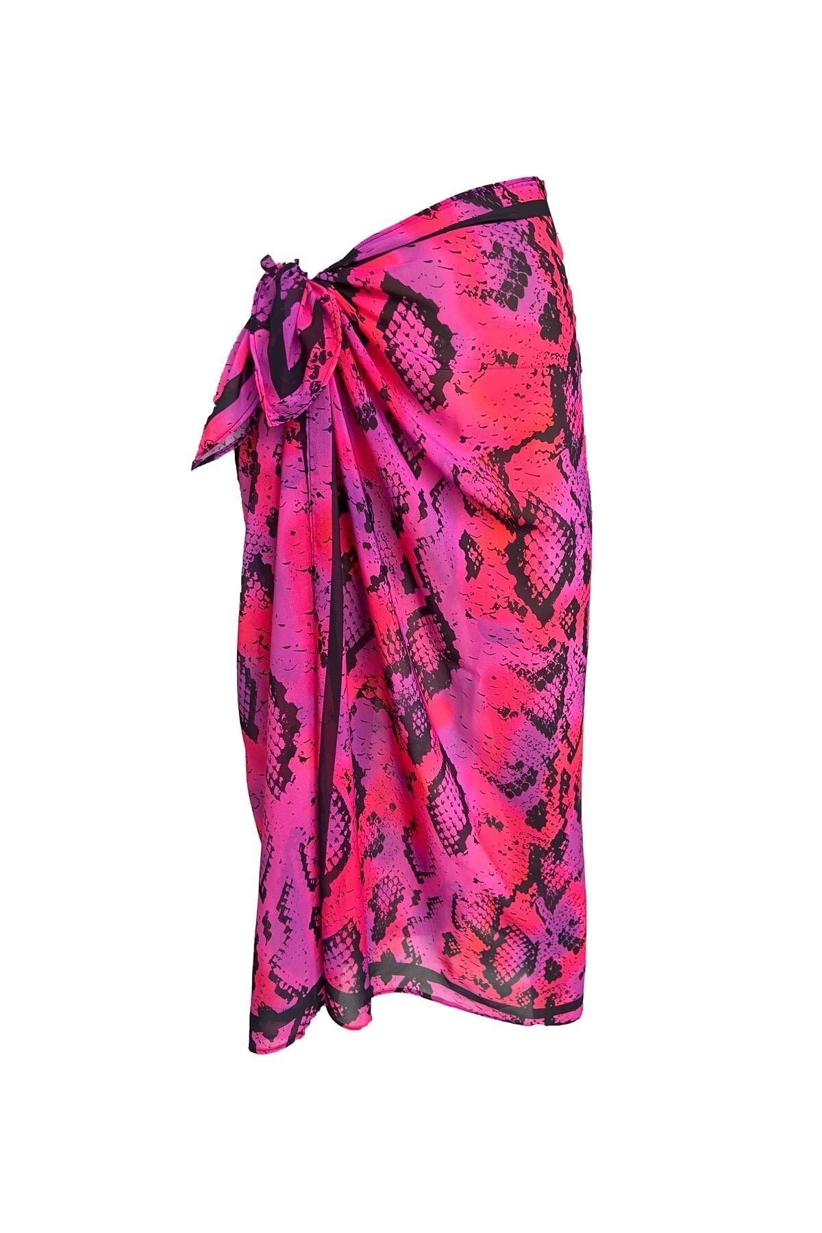 Emily Pink Snake Silk Chiffon Pareo