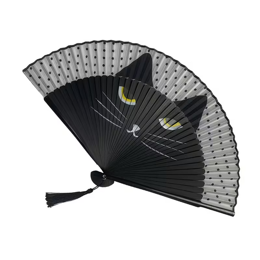 A Black Cat Folding Fan for The Wedding Ball Party