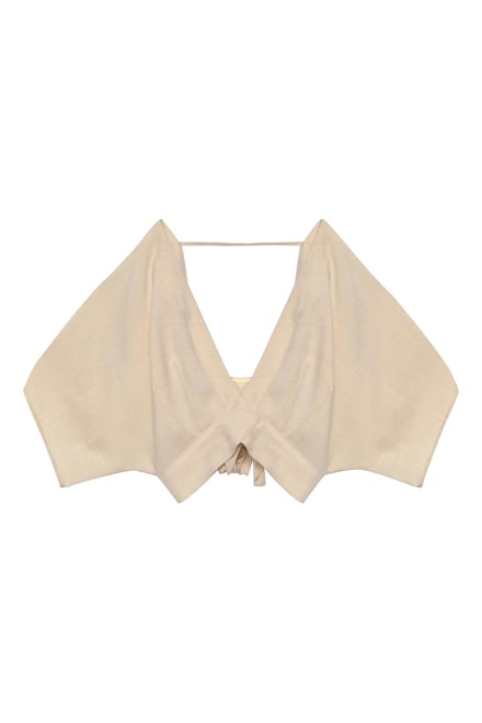 V Neck Tie Detail Blouse Natur