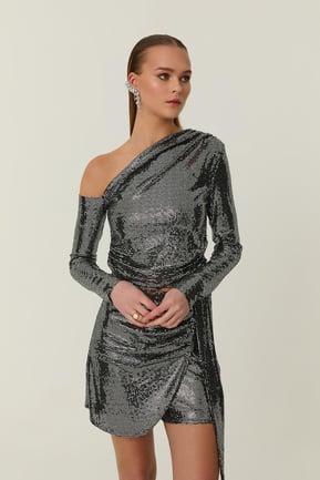 Asymmetric Silver Blouse