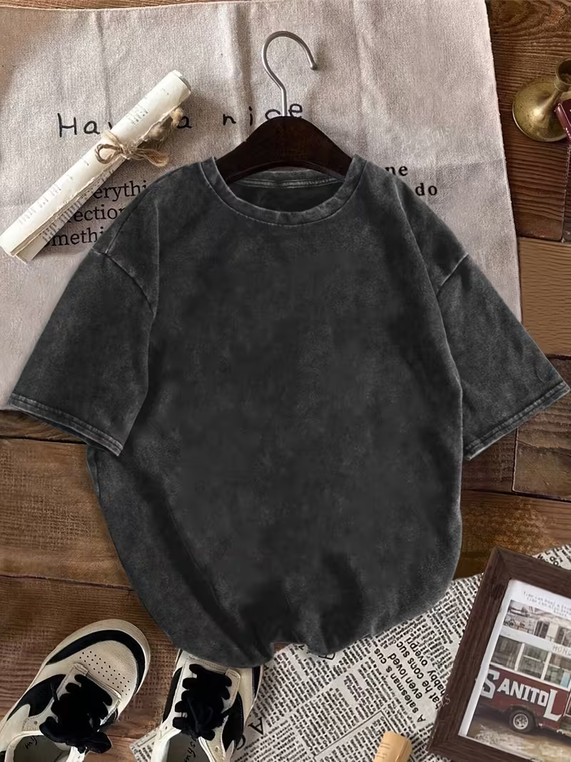 Women'S Summer Wings Printed Round Neck Short Sleeve Retro Casual Daily Washed T-Shirt Tops