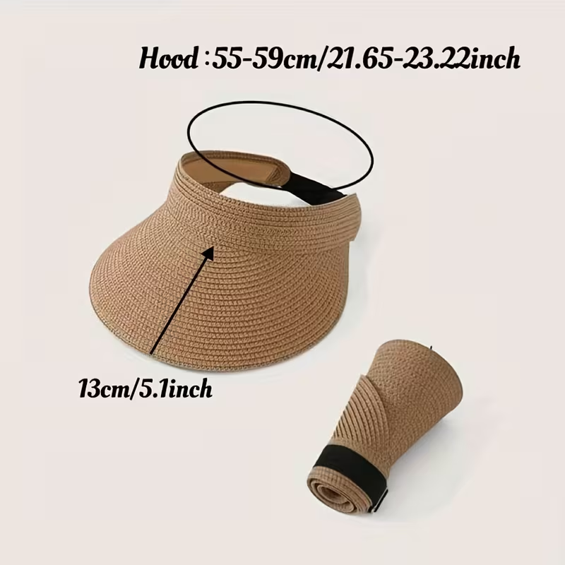 Beige Wide-Brim Sun Adjustable Hat