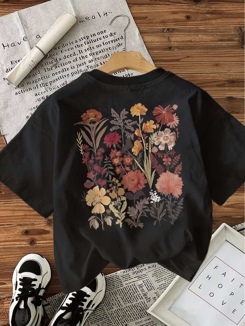 Graphic Print T-shirt, Short Sleeve Crew Neck Casual Top for Summer Women's Clothing