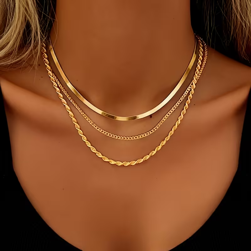Golden Stainless Steel Layered Necklace