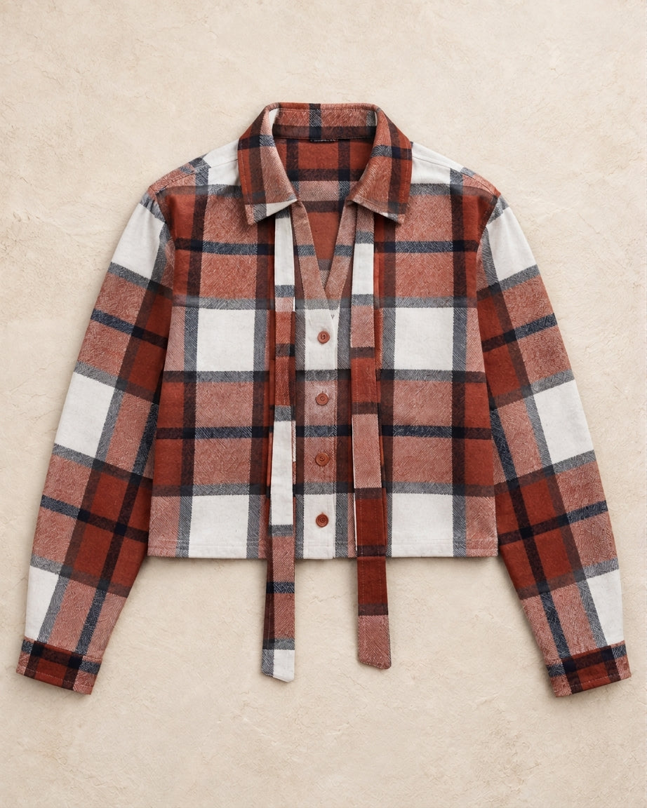 Thick Striped shirt with a drawstring collar.