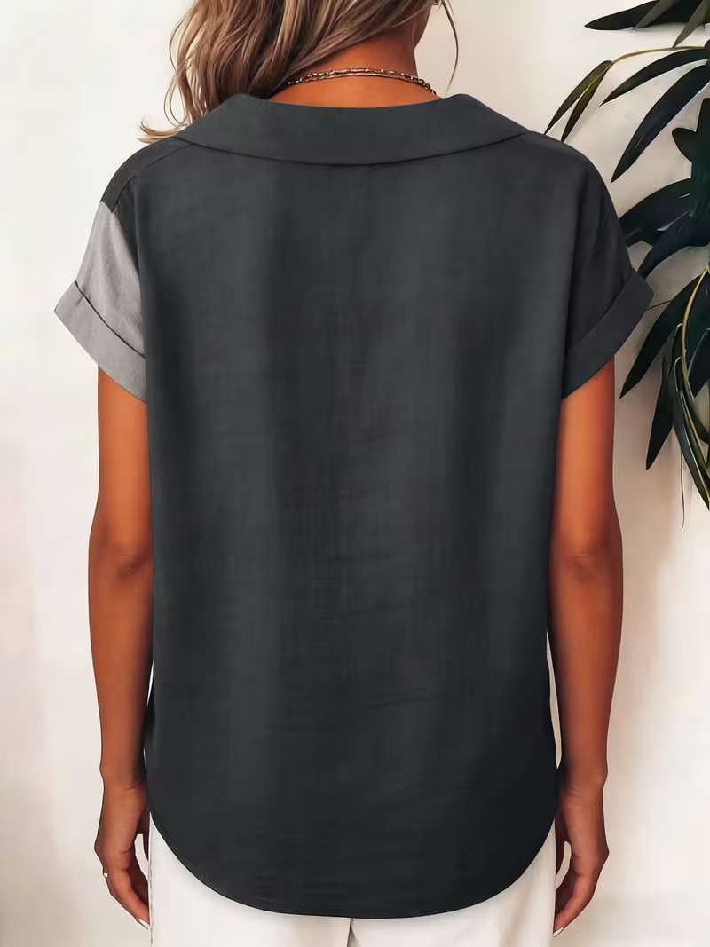 Women'S Casual Vacation Style Contrast Shirt Elegant Top