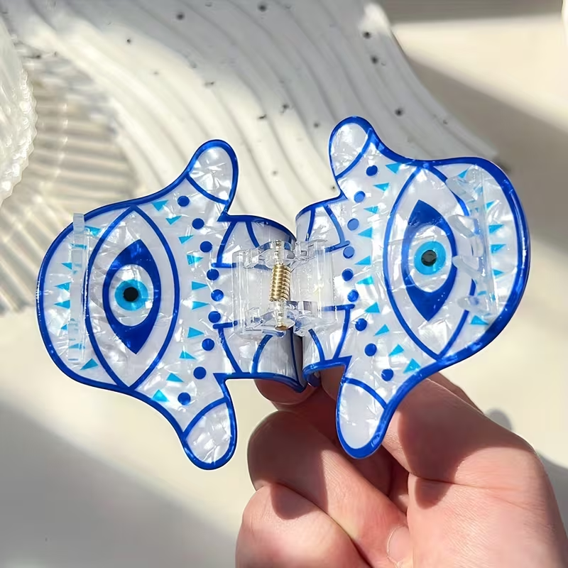 Blue Evil Eye Hair Claw Clip