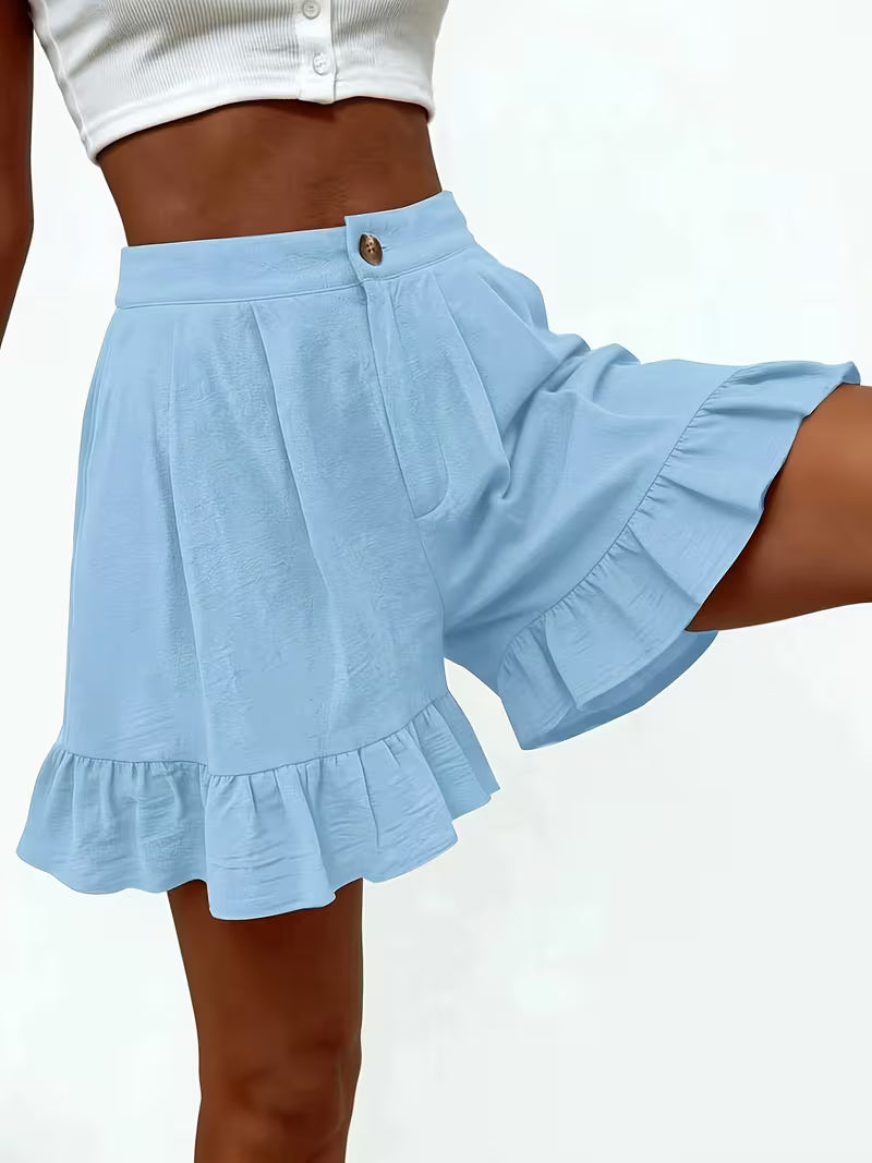 Ladies Loose Casual Ruffled Shorts