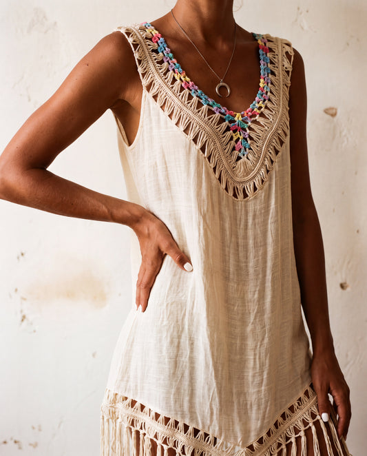 A women's summer dress suitable as a swimsuit cover-up or a beach dress