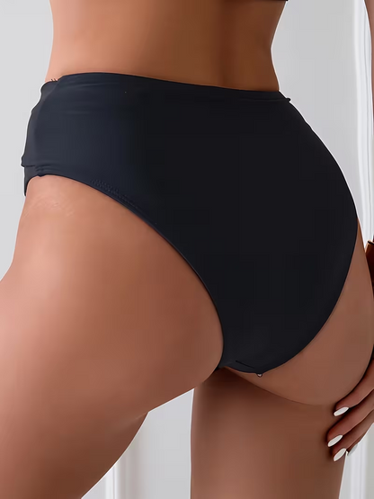 Senman October Directional Solid Color Fabric Metal Jewelry Bikini Bottoms Women'S Swimsuit Pants