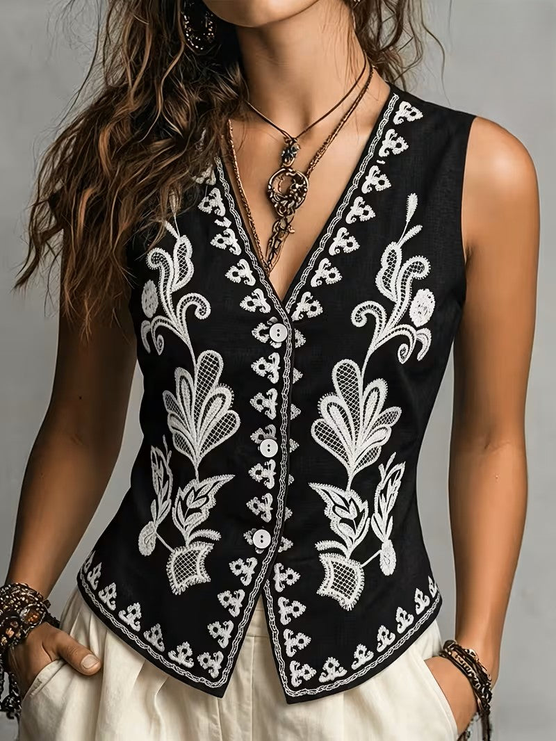 Spring, Summer And Autumn Unique Positioning Embroidery Vest, Elegant Temperament Vest