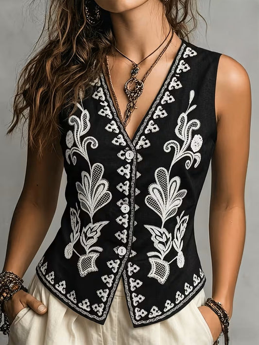 Spring, Summer And Autumn Unique Positioning Embroidery Vest, Elegant Temperament Vest