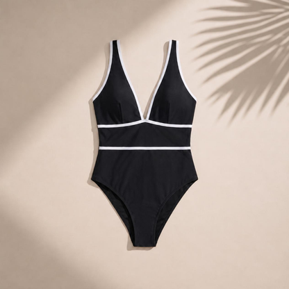 Women's 1pc Swimsuit, Fashionable and Sexy Deep V-Neck Halter Neck with Criss-Cross Back