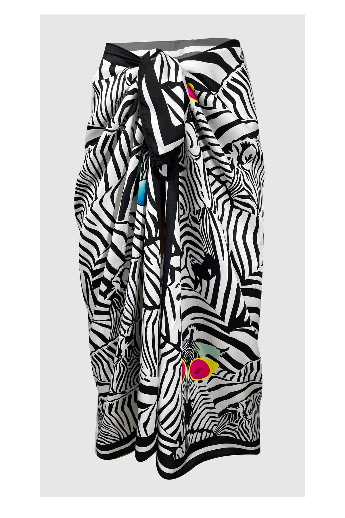 Lana - Zebra Pattern Pareo with Glasses See-through Shiny Fabric (95cm*145 cm)