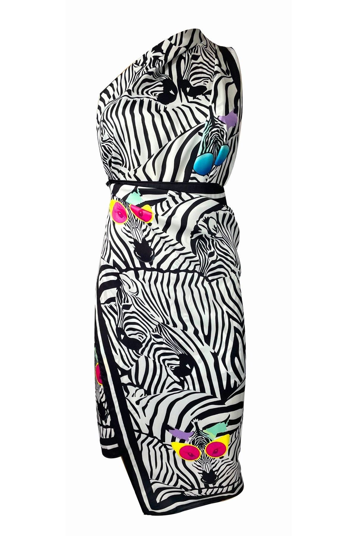 Lana - Zebra Pattern Pareo with Glasses See-through Shiny Fabric (95cm*145 cm)