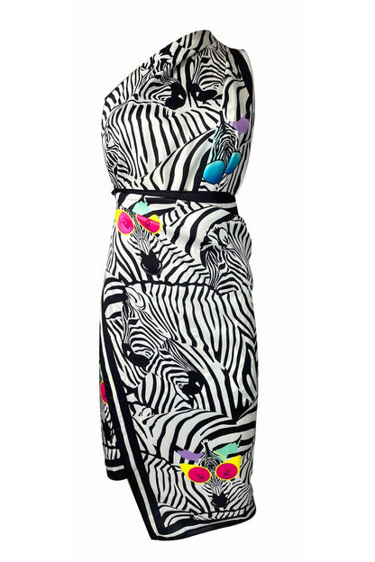 Lana - Zebra Pattern Pareo with Glasses See-through Shiny Fabric (95cm*145 cm)