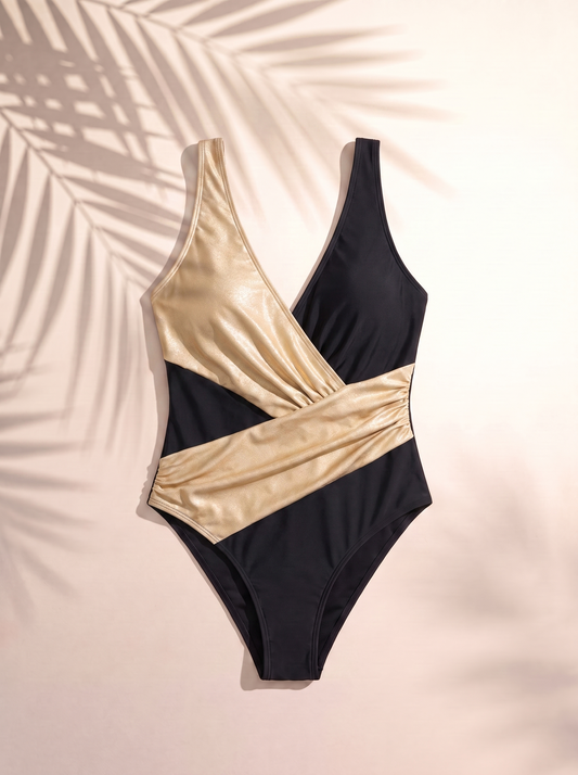 Babychic Fashion One-Piece Swimsuit; Gathering Beachside Leisure Elegant Swimwear