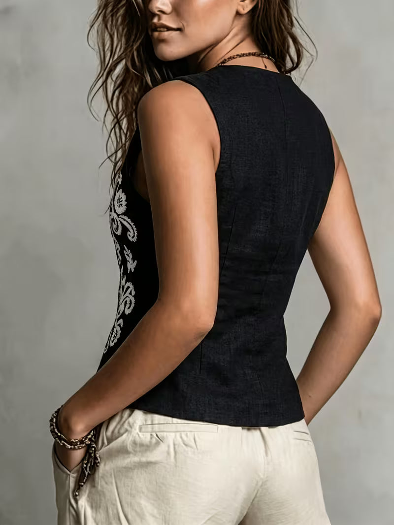 Spring, Summer And Autumn Unique Positioning Embroidery Vest, Elegant Temperament Vest