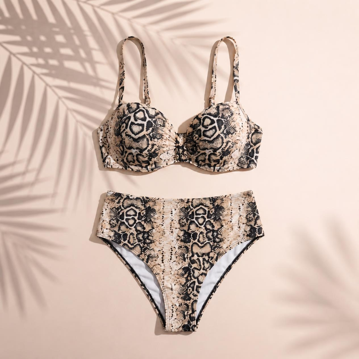 Fashionable High-Waisted Drawstring Split Swimsuit for Women