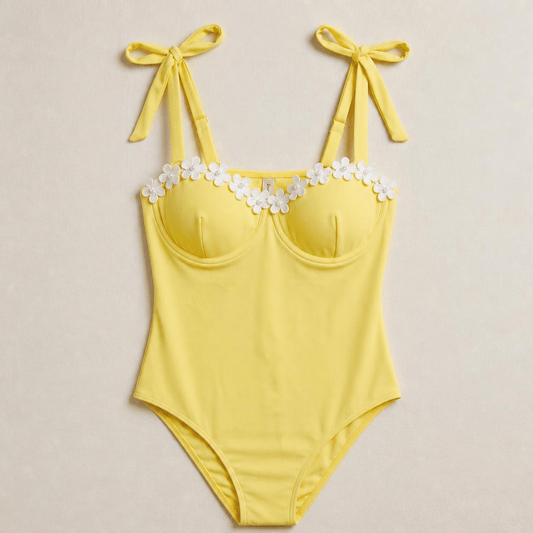 Women'S One-Piece Swimsuit Beach Vacation  Yellow Stunning Dopamine Summer Swimsuit