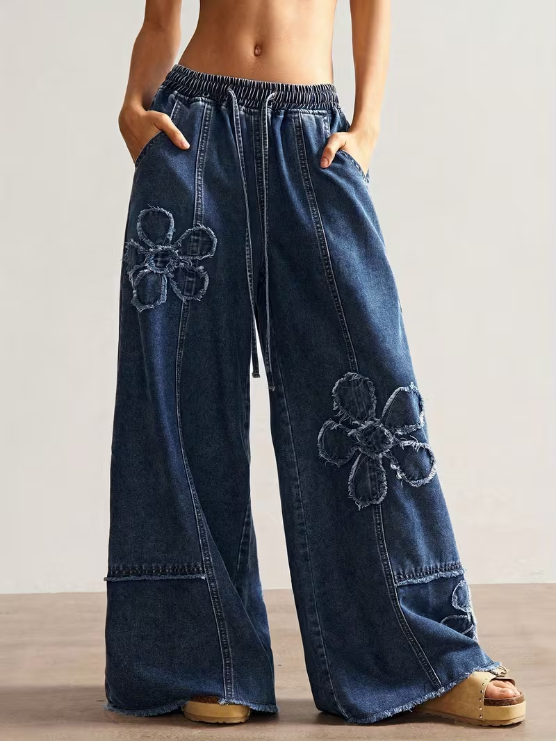 Blue Denim Straight Fit Trousers