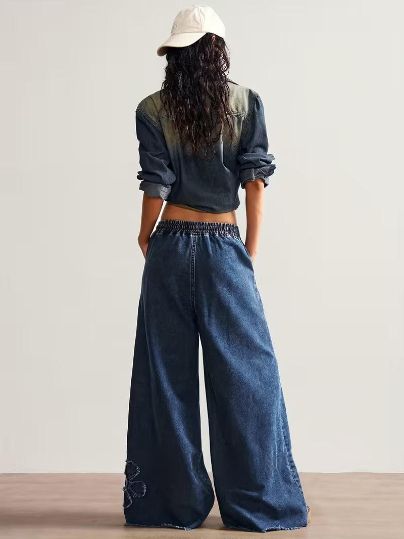 Blue Denim Straight Fit Trousers