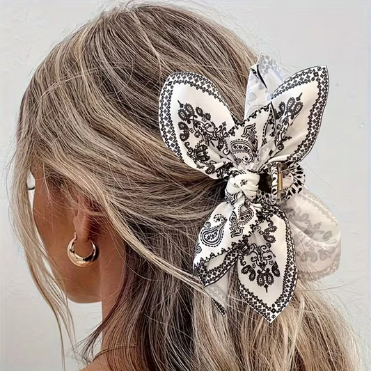Multicolor Butterfly Hair Claw with Bow And Tassel