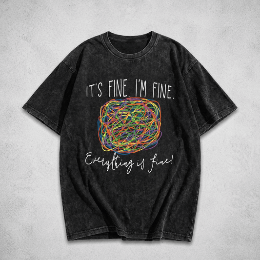 Women'S Casual Graphic Print T-Shirt - "It'S Fine, I'm Fine" Design, Loose Fit