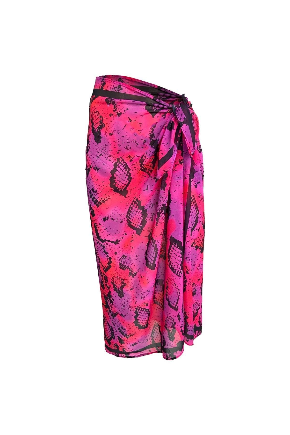 Emily Pink Snake Silk Chiffon Pareo