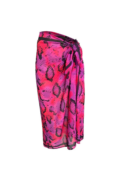 Emily Pink Snake Silk Chiffon Pareo