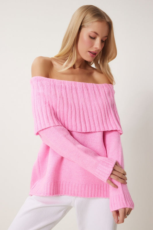 Women's Pink Madonna Collar Knitwear