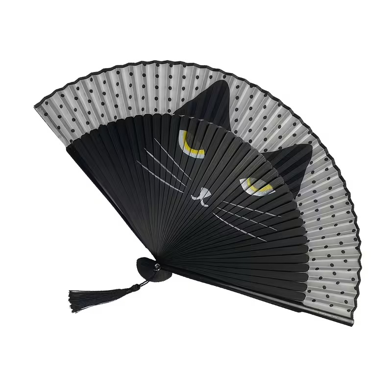 A Black Cat Folding Fan for The Wedding Ball Party