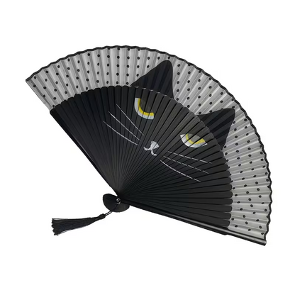 A Black Cat Folding Fan for The Wedding Ball Party