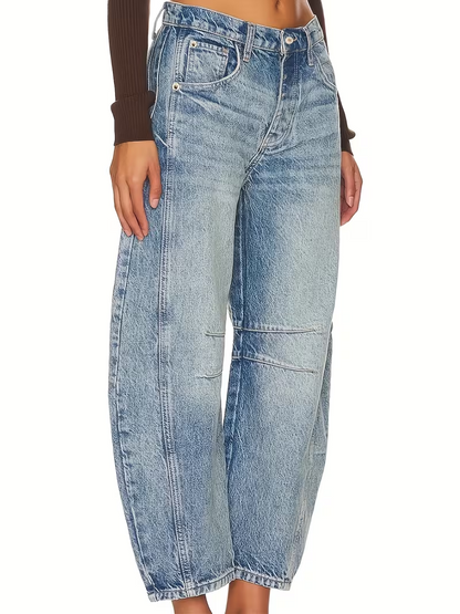 Wide Leg Stretch Contrast Pants Denim Jeans