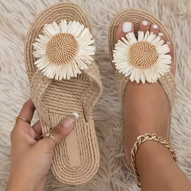 Flower Beach Flip Flops