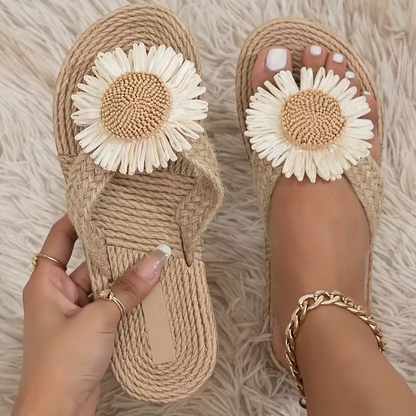 Flower Beach Flip Flops