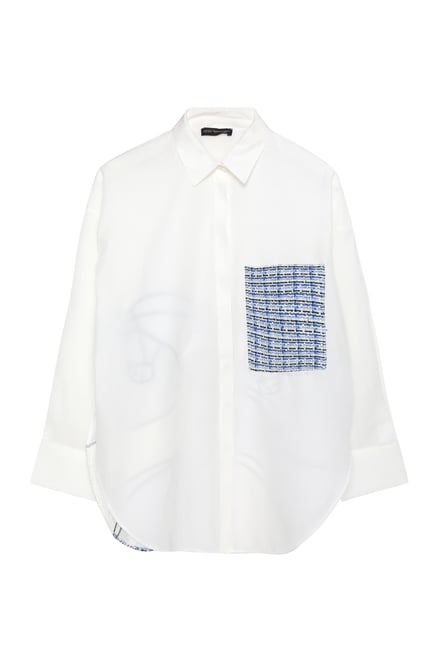 Tweed Detailed Shirt Ecru