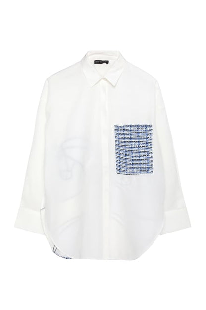 Tweed Detailed Shirt Ecru