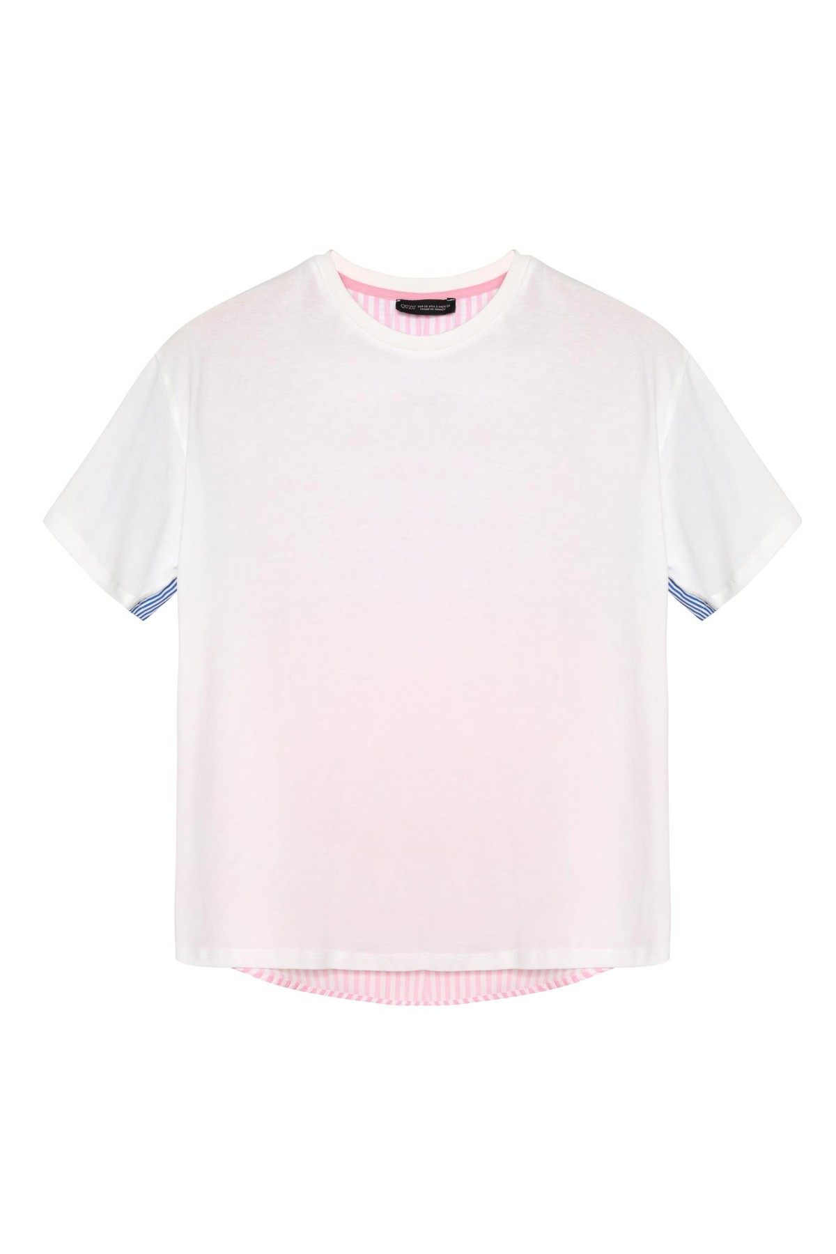 Striped Detail T-shirt Ecru