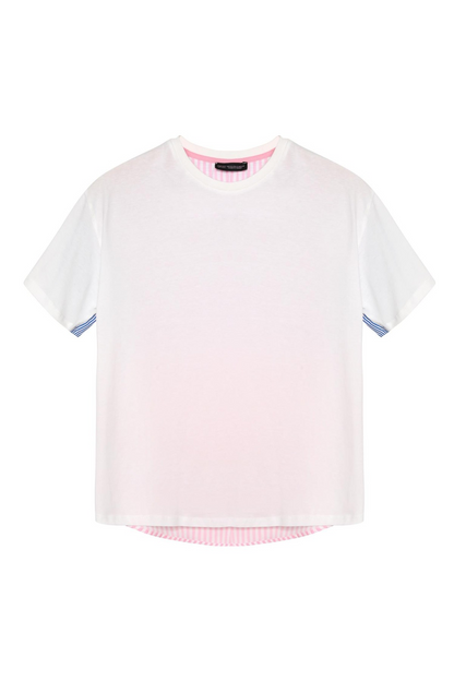 Striped Detail T-shirt Ecru