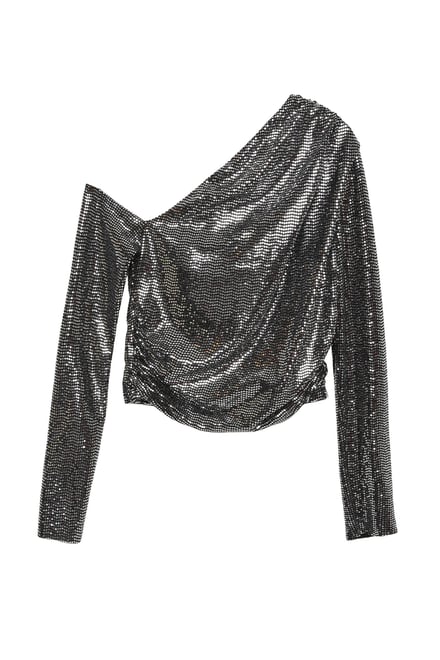 Asymmetric Silver Blouse