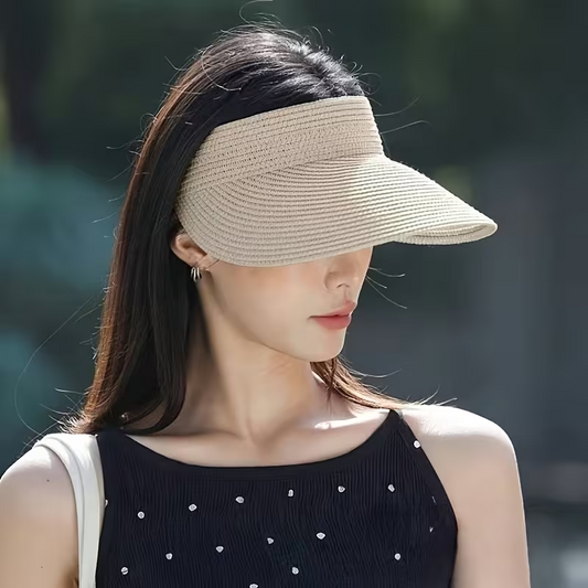 Beige Wide-Brim Sun Adjustable Hat