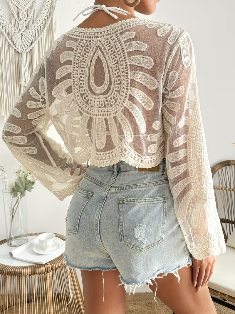 Lace coverup Beige Top