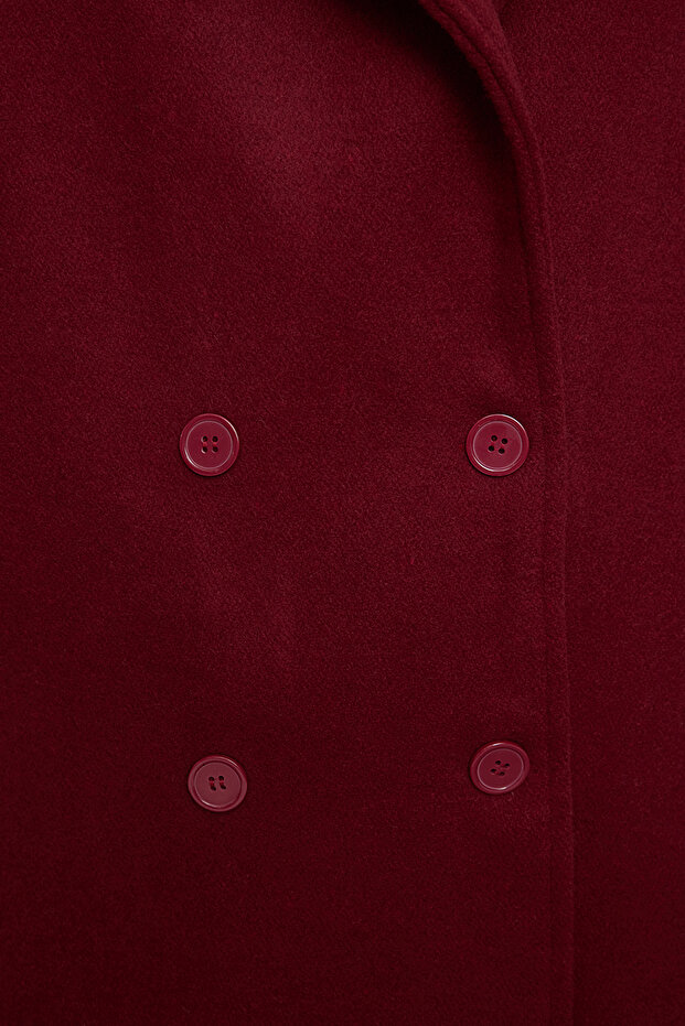Burgundy Oversize Wide Cut Long Wool Cashmere Coat