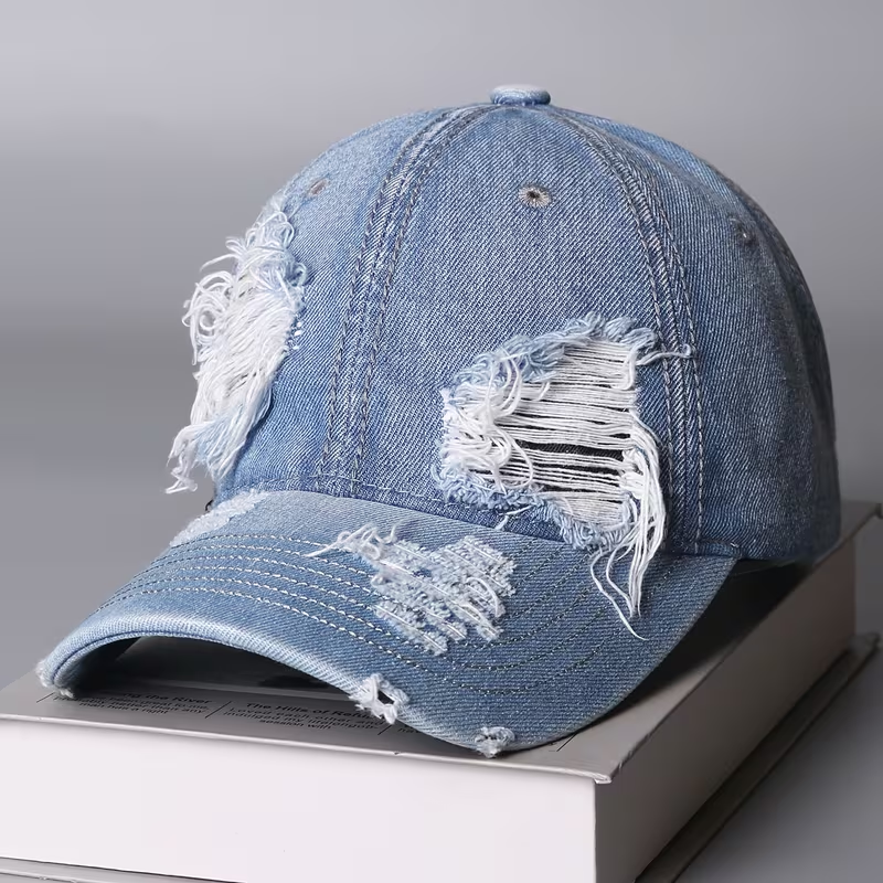 pc Unisex Outdoor Ripped Street Style Versatile Plain Panel Duckbill Cap