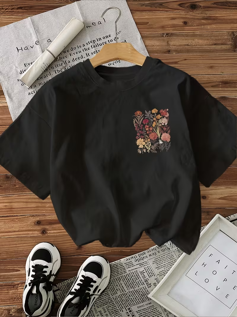 Graphic Print T-shirt, Short Sleeve Crew Neck Casual Top for Summer Women's Clothing
