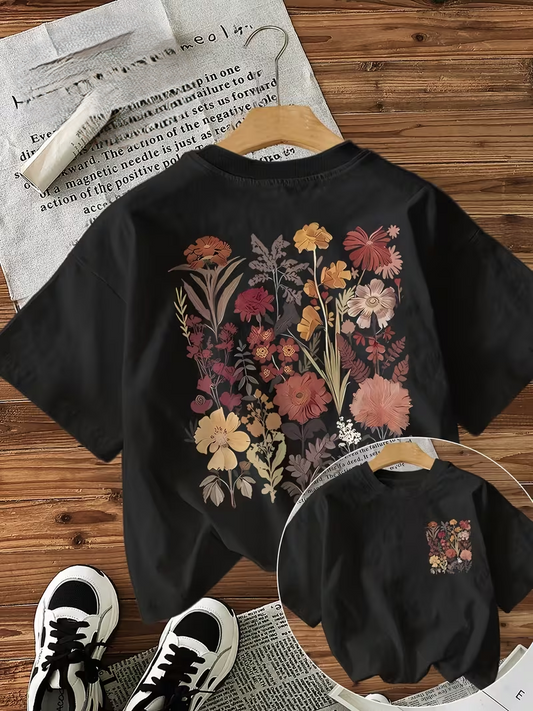 Graphic Print T-shirt, Short Sleeve Crew Neck Casual Top for Summer Women's