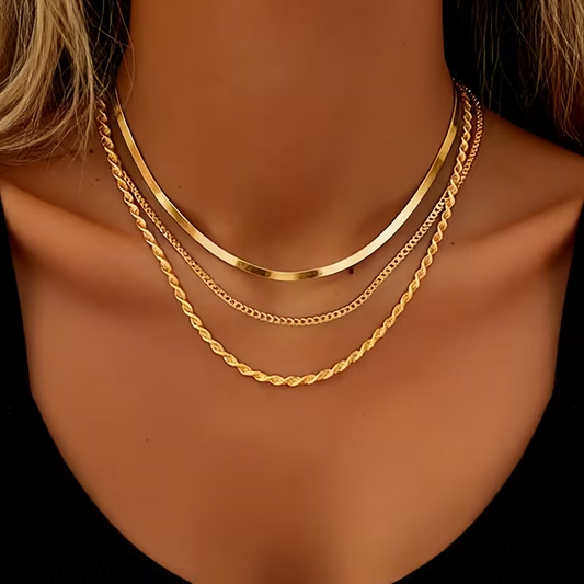 Golden Stainless Steel Layered Necklace